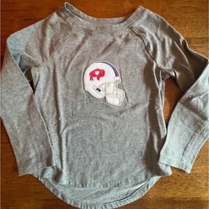 Buffalo Bills Gray Long Sleeve glitter Tee with Helmet Patch